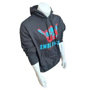 Tultex Men's Emblem 3 Band Black Hoodie Sweatshirt Size Large